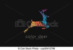 colorful deer logo on black background with the word color deer written in multicolored letters