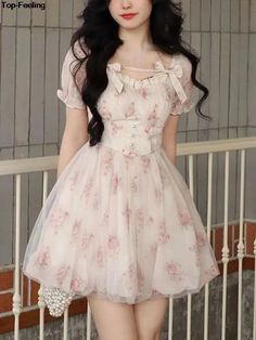 43699379535916|43699379568684|43699379601452 Floral Print Short Dress, Korean Fashion Cute, Birthday Dress Women, Printed Short Dresses, 파티 드레스, Mini Robes, Vestidos Vintage, Mini Dresses For Women, Mini Dress Casual