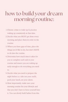 A guide to building a morning routine you'll love and stick to. How To Get Into A Daily Routine, How To Make Morning Routine, Morning Tips Motivation, How To Build Routine, How To Become A Morning Person Tips, Build A Morning Routine, How To Get A Good Routine, How To Get A Routine, Am And Pm Routines