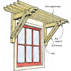 an image of a wooden structure with measurements for the roof and side walls, including two windows