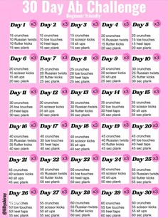 the 30 day ab challenge is shown in pink