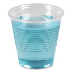 a plastic cup filled with blue liquid