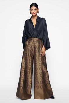 Payal Khandwala, Goals 2024, Black Silk Shirt, High Waisted Wide Leg Pants, Style Goals, Indian Dress, Moda Vintage, Pantalon Large, Formal Outfit