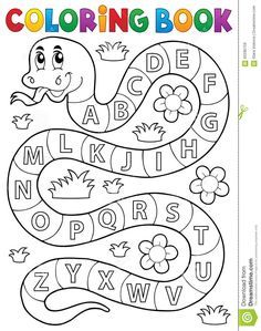 the coloring book for children with an image of a snake and letter s on it