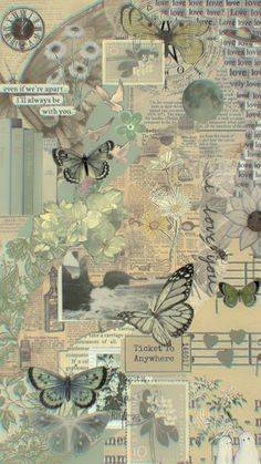 altered photograph of butterflies and flowers