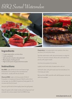 brochure for bbq served with watermelon, cucumber and radishes