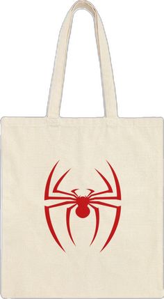 a white bag with red spider logo on it