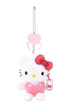 a hello kitty keychain hanging from a chain