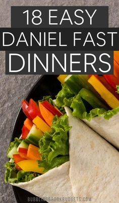 Daniel Fast recipes for dinner when you're in a hurry. These are easy and simple to prepare. So helpful if you're doing the Daniel Fast and putting your meal plan together! Daniel Diet, Fast Snack, Dinner Quick