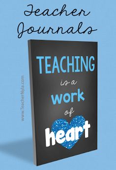 a book cover with the words teaching is a work of heart written in blue on it