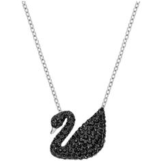 Swarovski Women's Pendant Iconic Swan Black Rhodium Plated Lobster Clasp 5347329 Swarovski 5347329 Iconic Swan women's pendant made of dramatic black crystals swan motif on a rhodium plated chain. This elegant pendant has lobster clasp. The pendant length is (minimum - maximum) 38 - 44 cm and motif size is 1.4 x 1.7 cm. It is ideal for everyday wear, or an original gift idea. Swarovski 5347329 pendant is brand new and comes in an original gift box. Return Policy Returns are accepted within 30 da Swan Pendant, Swan Necklace, Swarovski Swan, Sparkly Necklace, Elegant Pendant, Black Swan, Black Rhodium, Swarovski Jewelry, Fashion Jewelry Necklaces