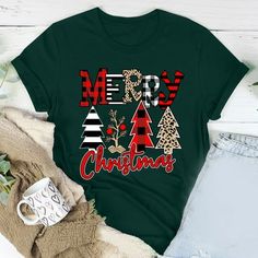 Welcome to our store   Great Christmas Shirt: Merry Christmas letters print, leopard plaid Christmas tree graphic print, v neck, short sleeve, must have for Christmas! Merry Christmas, happy holidays!  Not Cheap Looking: It is really cute and the fabric is soft and very stretchy. Cotton blend, super soft touch feeling, comfortable to wear. Hand wash, do not dry clean, not bleach.  Great Holiday Shirt: Perfect for wearing to Christmas get-togethers where it can get warm in a group of people. It i Holiday Green Tops With Letter Print, Green Holiday Tops With Letter Print, Green Christmas Letter Print Top, Nightmare Before Christmas Shirts, Christmas Letters, Christmas Tree Graphic, Plaid Christmas Tree, Womens Christmas Shirts, Tree Graphic