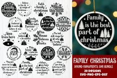 family is the best part of christmas ornament svg file for cricut