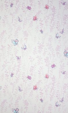 a wallpaper with pink and blue butterflies on it