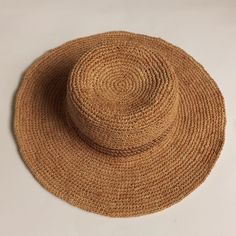 Nwt Excellent Condition Floppy Hat Material: 100% Raffia/100% Polyester Offers Welcomed Chic Wide Brim Bucket Hat In Natural Color, Summer Brown Sun Hat With Flat Brim, Brown Brimmed Sun Hat For Summer, Brimmed Brown Summer Sun Hat, Casual Woven Brown Sun Hat, Casual Brown Woven Sun Hat, Chic Brown Fedora For Beach, Chic Brown Fedora For The Beach, Brown Summer Straw Hat With Flat Brim