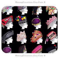 Mousepad Faces On Black Background Hmong Wedding, Hmong Fashion, Hmong Embroidery, Mexican Wedding Dress, Hmong Clothes, Pillow Cases Diy, Thai Clothes, Reverse Applique, Hand Applique