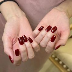 PRICES MAY VARY. Salon Effects: Each dark red press on nails is hand-painted by the manicurist (premium base coat, color gel, pattern, top coat). "Jelly" high gloss effect, looks like salon quality, no wrinkle, wear resistant, unbreakable and easy to apply! Why Choose Us: Long-lasting short square press on nails made by gel polish instead of printed by ink, non-toxic, odorless, soft and flexible, fits perfectly on the nail bed. Easy to create a salon-like gel nail polish manicure and safer and e Nails Medium Square, Red Press On Nails, File Nails, Nails Press Ons, Elegant Wine, Short Press On Nails, Cow Pattern, Nail Paint, False Nail