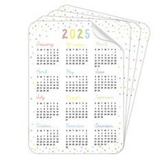 three calendar stickers on top of each other with the numbers twenty, twenty and seven