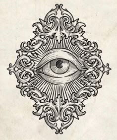 an all seeing eye surrounded by ornate designs