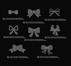 a black and white poster with different types of bow ties on it's side