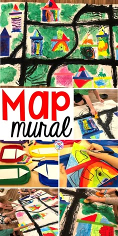 kids's handmade map with the words map munch written in black and white