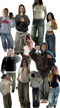 a collage of people taking pictures with their cell phones and wearing hoodies or sweatshirts