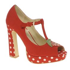 New Without Tags Asos Panama Platform Peep Toe Shoes With Strawberry Trim Size 6 5” Heel 1” Platform T-Strap Peep Toe With Strawberry Decal Polka Dots On Heels And Platform Some Black Marks (Pictured) That Were There When I Bought The Shoes. They Have Never Been Worn Out, Only Tried On In The House. Photos 2-14 Are Mine Please Ask Any Questions Before Purchasing. New To Poshmark? Save $10 On Your First Purchase When You Sign Up With The Code: Laviexenrose Retro Red Heels For Spring, Retro Spring Heels With Red Sole, Polka Dot Heels For Spring, Croc Heels, Polka Dot Shoes, Clear Strap Heels, T Strap Shoes, Asos Shoes, Mid Heel Shoes