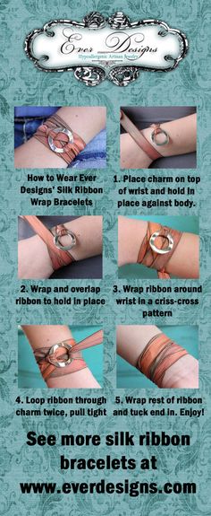 How to Wear Silk Ribbon Wrap Bracelet How To Make Wrap Bracelets, Ribbon Bracelet Tutorial, Ribbon Bracelet Diy, Fabric Cuff Bracelets Diy, Fabric Bracelets Diy, Silk Ribbon Jewelry, Silk Wrap Bracelets, Surfer Jewelry, Summer Island