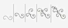 four different types of wrought iron designs on a white background, each with the letter s