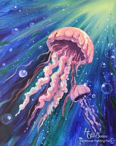 an acrylic painting of a jellyfish