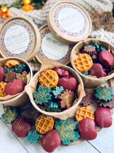 small bowls filled with different types of food