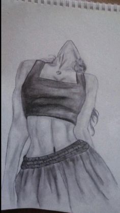 a pencil drawing of a woman in a dress