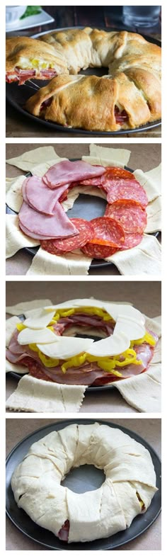 several different types of breads and pastries are shown in this photo collage