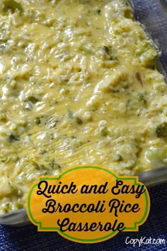 a casserole dish with broccoli and easy broccoli rice casserole