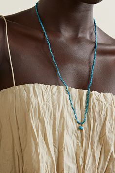 Andrea Fohrman's necklace is strung with vibrant turquoise beads complemented by a dangling pendant featuring a larger version of the stone topped with a diamond-encrusted star. It's handmade from 14-karat gold and has a generous length perfect for layering with the brand's shorter styles. Wrap Necklace, Turquoise Necklaces With Dangling Beads, Turquoise Beaded Long Necklace With Dangling Beads, Luxury Turquoise Strand Necklace, Turquoise Long Necklace With Dangling Beads, Luxury Beaded Turquoise Necklace, Luxury Turquoise Necklace With Colorful Beads, Luxury Turquoise Polished Beaded Necklaces, Luxury Turquoise Necklaces With Faceted Beads