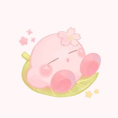 an animal with a flower on its head laying in a leafy green plant, surrounded by stars