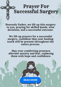 a poster with the words prayer for successful surgery