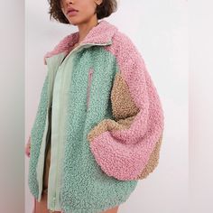 Nwt. Beautifully Luxe Rendition Of The Popular Sherpa Jacket. Pink Parka, Sherpa Coat, Clothing Pieces, Sherpa Jacket, For Love And Lemons, Zip Jacket, Fashion Sewing, London Fashion, For Love