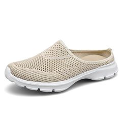 PRICES MAY VARY. Rubber sole Knitted fabric upper, breathable and stretchy for a comfy fit, keep your feet dry and fresh. Arch support design, gives cushion and support and reduces feet fatigue. Foam insoles for soft and stability. Open back slip on sneaker for quick and easy wearing, ultra-light design which convenient for you ro take it. Suitable for many occasion, as a house slippers, pool shoes, walking shoe, nurse shoes, driving loafers, garden clogs, outdoor sneakers. Cheap Casual Sneakers With Air Max Cushioning, Backless Sneakers, Nurse Shoes, Half Shoes, Outdoor Sneakers, Pool Shoes, Shoes Walking, Garden Clogs, Mule Sneakers