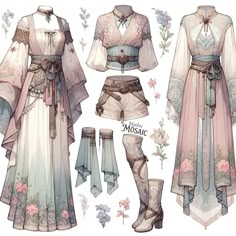 the costume is designed to look like a woman's dress and boots, with flowers on