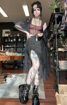 Summer Goth Outfits Aesthetic, Goth Outfit Inspiration Summer, Bohemian Goth Fashion, Wymsical Goth, Grunge Punk Summer Outfits, Alt Outfit Ideas Summer, Outfit Ideas Summer Alt, Outfit Ideas Summer Goth, Grunge Summer Dress