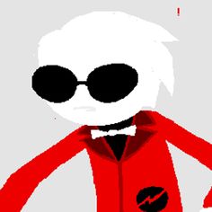 an animated image of a person wearing sunglasses and a red jacket