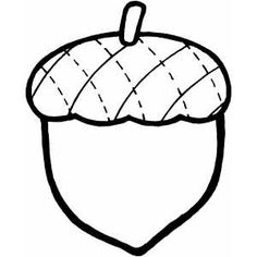 an acorn is shown in this black and white drawing, it appears to be for coloring