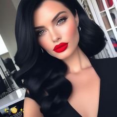 Hollywood Glamour Makeup, Vintage Makeup Looks, Classic Hollywood Glamour, Glam Hair, Glamour Makeup, Looks Black, Retro Hairstyles, Dress Makeup