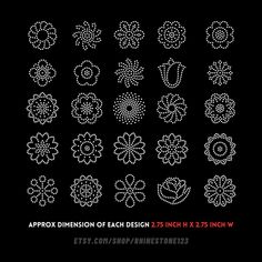 an image of different types of flowers on a black background with the words appx dimensional design