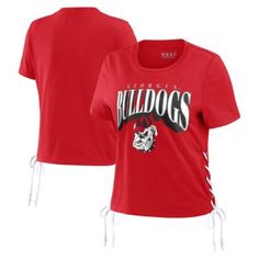 The Women's WEAR by Erin Andrews Red Georgia Bulldogs Side Lace-Up Modest Crop T-shirt is the perfect way to show your support for the Georgia Bulldogs. This cropped tee features a crew neck, screen-printed graphics, and side lace-up detailing. Made from soft cotton, this T-shirt is comfortable to wear all day long. Whether you're cheering on the Bulldogs at the game or just showing your team spirit, this T-shirt is a must-have for any Georgia Bulldogs fan. Brand: WEAR by Erin Andrews; Crew neck Erin Andrews, Crop T Shirt, Women's Wear, Cropped Tee, Georgia Bulldogs, Crop Tshirt, Crop Tee, Team Spirit, Womens Clothing Tops