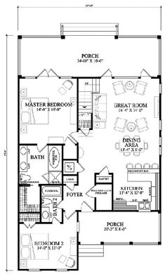 the floor plan for a small house with two bedroom and an attached living room area