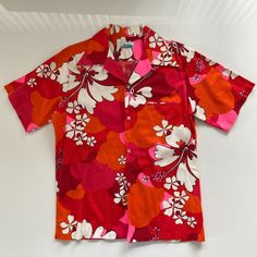 Vintage Penneys Hawaii Colorful Floral Beach Aloha Hawaiian Shirt Mens Medium No Size Tag Fits Like An Adult Medium See Photos For Measurements Item Is In Good Used Condition You Can Find More Totally Rad Items Like This In My Poshmark Closet! Penneys Hawaii Button Down Up Shirt Camp Camping Vibes Vintage Vtg Retro Rare Streetwear Beach Vacation Summer All Over Print Floral Loud Bright Colors Colorful Mom Dad Grandpa Grandma Pink White Orange Red Flowers Hibiscus Aloha Magnum Pi Happy Tropical H Multicolor Cotton Hawaiian Shirt With Hibiscus Print, Orange Hawaiian Shirt For Summer, Orange Short Sleeve Hawaiian Shirt, Red Tropical Hawaiian Shirt For Vacation, Multicolor Cotton Hawaiian Shirt For Vacation, Red Printed Hawaiian Shirt For The Beach, Red Printed Hawaiian Shirt For Beach, Multicolor Hibiscus Print Summer Shirt, Red Collared Camp Shirt For Vacation