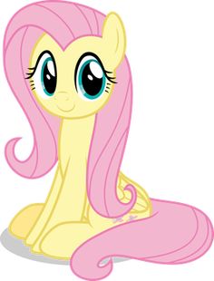 a pink pony sitting on the ground with long hair and big eyes, looking at the camera