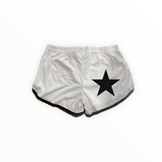 Trendy White Cotton Pajama Shorts, White Cotton Bottoms For All Genders, White Summer Bottoms With Star Print, White Star Print Summer Bottoms, Casual Cotton Shorts With Star Print, Summer White Star Print Bottoms, Short Cotton Bottoms With Star Print, Cotton Shorts With Star Print, Cotton Star Print Short Bottoms